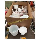 Dishes, pitcher, decanter, misc