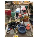 Vases, table lamp, pitcher, misc