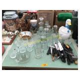 Glassware, kitchen utensils, knife set, desk