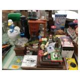 Thermos, jewelry box, flask, misc