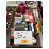 Books on cd, cassettes/vhs tapes, candles