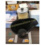 Tabletop fountain, coffee maker, coal bucket