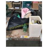 Tableclothes, pillows, iron, misc