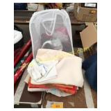 Tableclothes, headphones, blanket