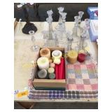 Candleholders, candles, placemats