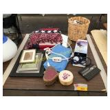 Weather Alert Radio, heating pad, mirror, misc