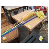 Table, dusters, dust mop