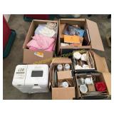 Bread maker, towels, books, holiday dish set
