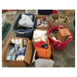 Plasticware, clock, household items