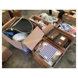 Baskets, books, log holder, misc