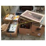 Pictures, wine glasses, lamps, misc