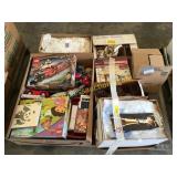 Legos, cartoon glasses, household items