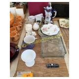 Teapot, plates, misc