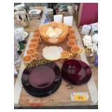 Tom & Jerry drink set, red plates/bowl