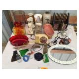 Vases, alarm clock, mirror, misc