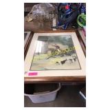 Framed fox hunting print