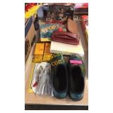 Star Wars figure, garden shoes, misc