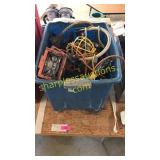 Tote of work lights, misc