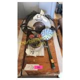 McCulloch circular saw, lead melting pot, misc