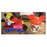Vintage mickey Mouse train and cup