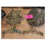 Collection of vintage brass lamp parts