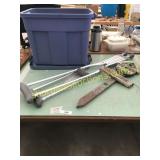 Crutches, "Welcome" sign, home décor