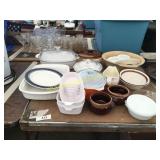 Baking dishes, bowls, gravy boat, misc