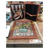 Mini bar, stained glass picture