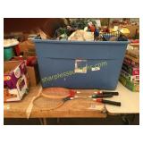 Toys, xmas light, rackets, misc