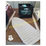Ironing board, plastic containers
