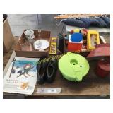 Table lamp, toys, misc