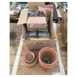 Canning jars, clay flower pots