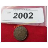 1937  German coin with swastika.