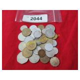 Bag of foreign coins.