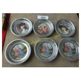 Set of 6 Royal Windsor porcelain and silver-plate