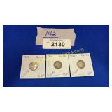 1903,1914,1916 Barber silver dimes