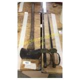 Vintage axe, fencing swords