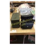 Antique video camera, ammo box