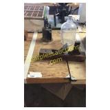 Vintage glass jug, Antique planer, vintage torch