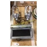 Sign, candle holders