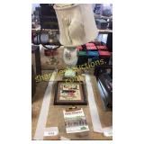 Lamp, cross stitch picture, mini people