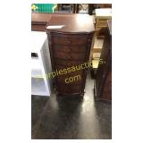 Jewelry cabinet w/mirrored top & side storage