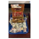 Tray of beads, jewelry box with jewelry