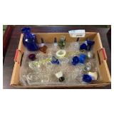Box of old colored & clear glassware