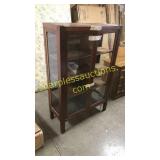 Mission style glass door cabinet