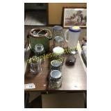 Jars, crock pot, pitcher