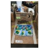 Box of cake mix,  box of household