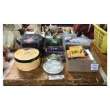 Marble serving plate, small silverware set, &