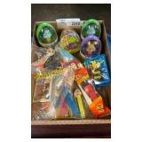 Assorted Pez dispensers, Disney cards