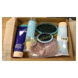 Box body lotion, spray, hairbrushes